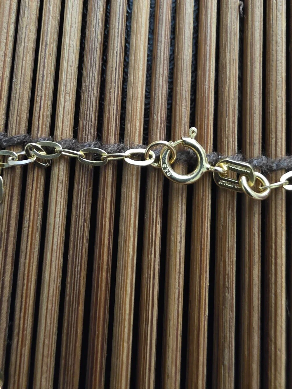 925 Silver Heart Charms Yellow Gold Bracelet